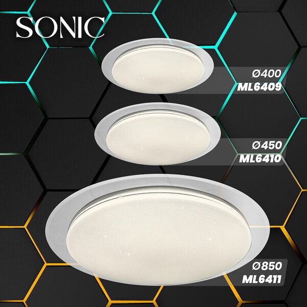 Stropní LED svítidlo Sonic, 1x LED 24w, 3000-6000k, w, (fi 40cm), s ovladačem