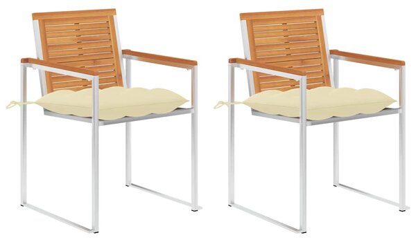 Zahradní židle s poduškami 2 ks masivní akáciové dřevo a ocel 3061505