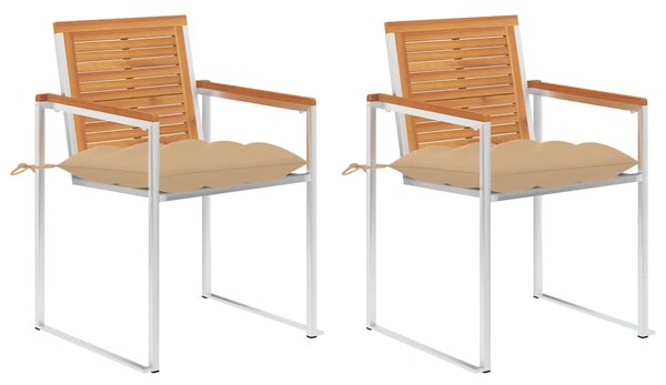 Zahradní židle s poduškami 2 ks masivní akáciové dřevo a ocel 3061506