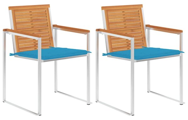 Zahradní židle s poduškami 2 ks masivní akáciové dřevo a ocel 3061492
