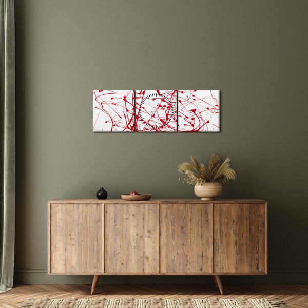 Obraz technikou Drippingu (s hodinami) (90x30 cm)