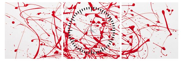 Obraz technikou Drippingu (s hodinami) (90x30 cm)