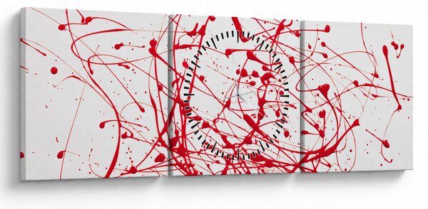 Obraz technikou Drippingu (s hodinami) (90x30 cm)
