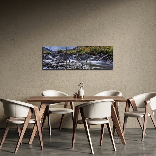 Obraz plynoucí vody (s hodinami) (90x30 cm)