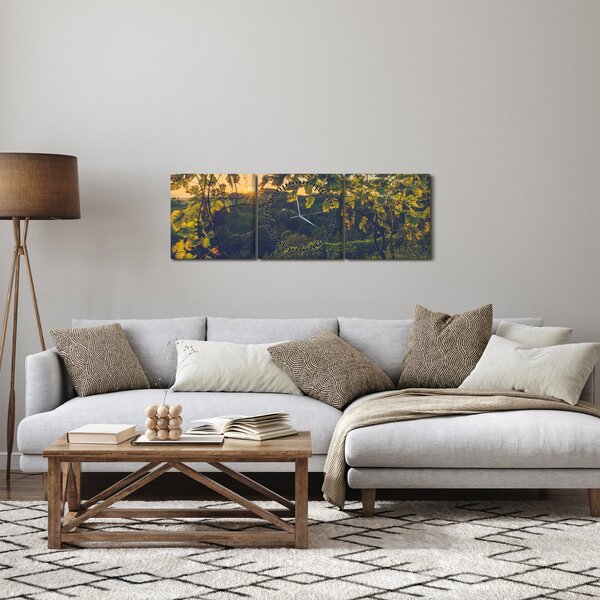 Obraz - Vinice (s hodinami) (90x30 cm)