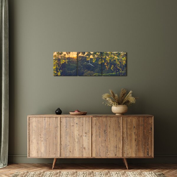 Obraz - Vinice (s hodinami) (90x30 cm)
