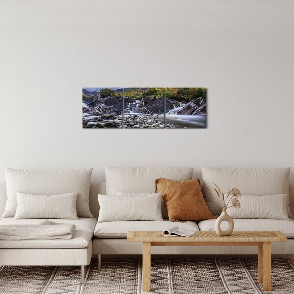 Obraz plynoucí vody (s hodinami) (90x30 cm)