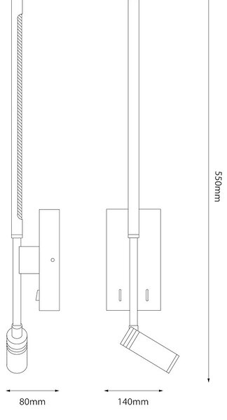 Nástěnné svítidlo Torch, 1x bílé kovové stínítko + 1x LED 3w, w