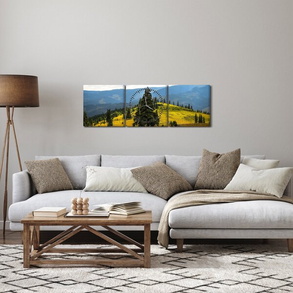 Obraz - Horská louka (s hodinami) (90x30 cm)