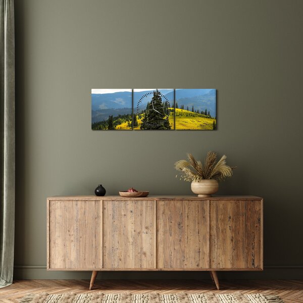 Obraz - Horská louka (s hodinami) (90x30 cm)