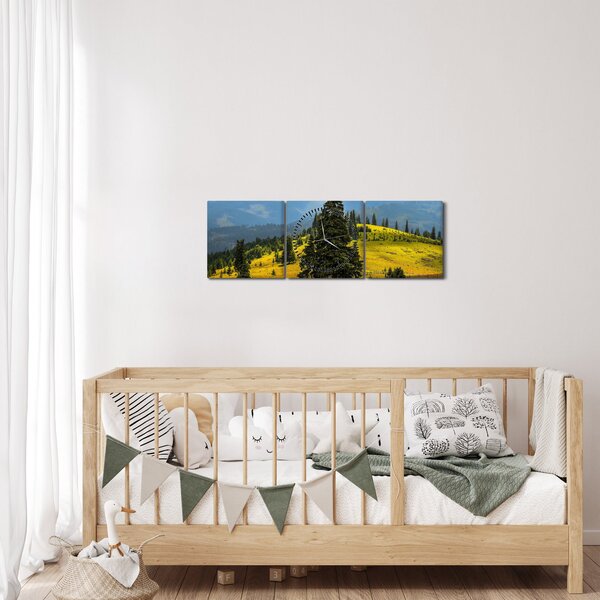 Obraz - Horská louka (s hodinami) (90x30 cm)