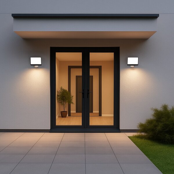 Exteriérové ​​nástěnné LED svítidlo Davos, 1x LED 30w, 4000k, černá, pohybový senzor