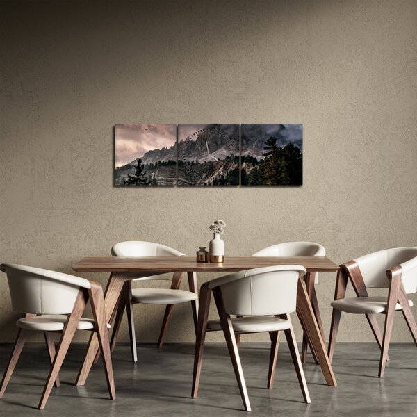 Obraz skalnatých hor (s hodinami) (90x30 cm)