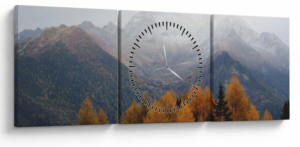 Obraz - Výhled na hřebeny hor (s hodinami) (90x30 cm)