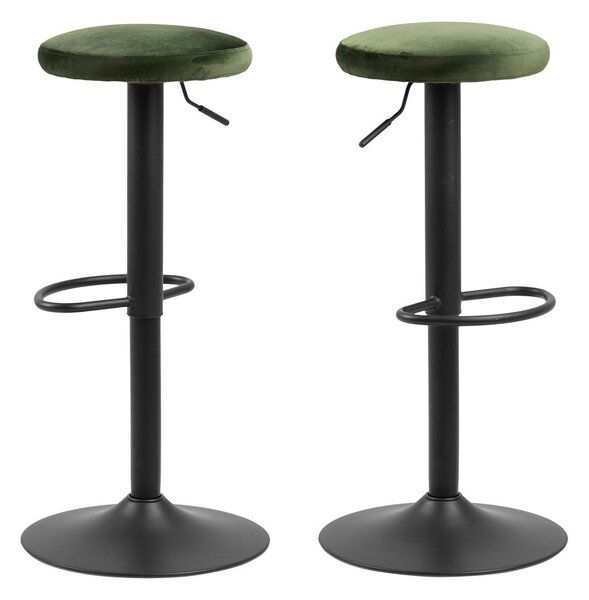 Zelená čalouněná barová stolička s nastavitelnou výškou (výška sedáku 62 cm) Finch – Actona