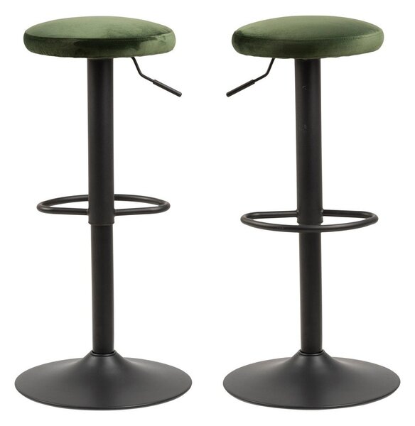 Zelená čalouněná barová stolička s nastavitelnou výškou (výška sedáku 62 cm) Finch – Actona