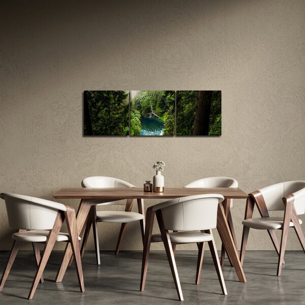 Obraz - Průzor mezi stromy (s hodinami) (90x30 cm)