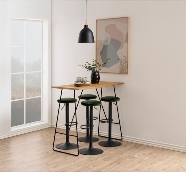 Zelená čalouněná barová stolička s nastavitelnou výškou (výška sedáku 62 cm) Finch – Actona