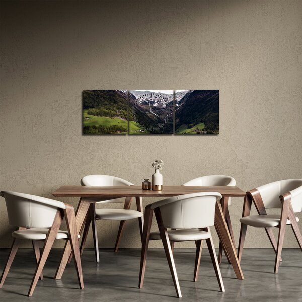 Obraz - Údolí pod horami (s hodinami) (90x30 cm)