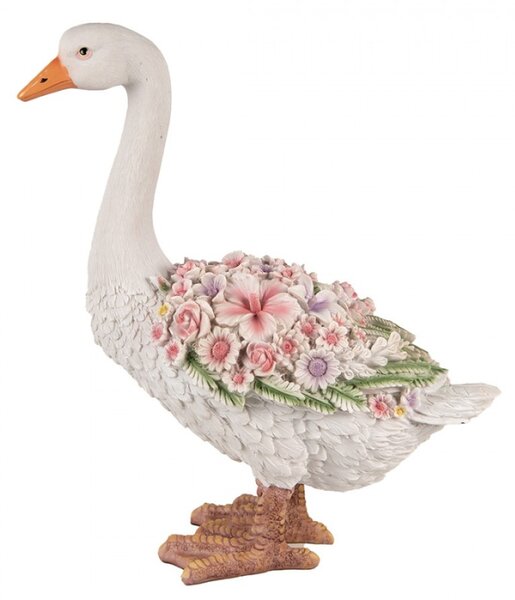 Socha kachny nesoucí kvítí – 45 cm