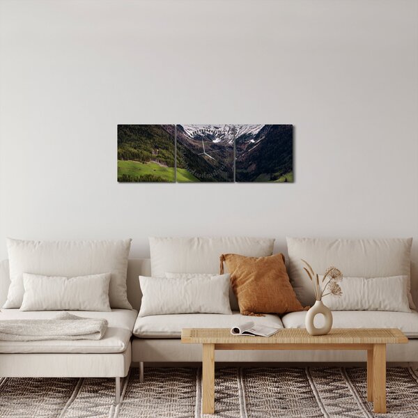 Obraz - Údolí pod horami (s hodinami) (90x30 cm)