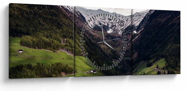 Obraz - Údolí pod horami (s hodinami) (90x30 cm)