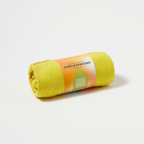 Žlutá dětská plážová osuška s kapucí Sunnylife Checkerboard, 3-6 let