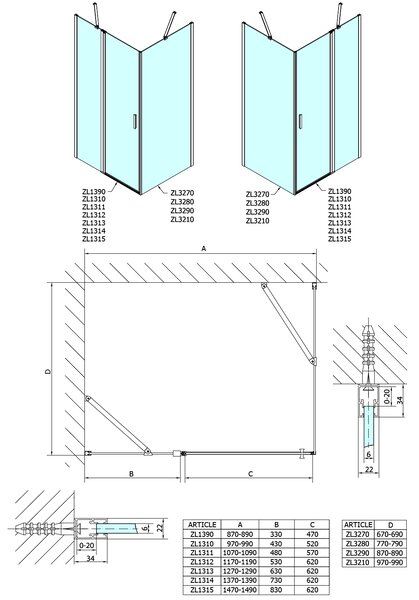 Polysan Polysan, ZOOM LINE sprchová boční stěna 800mm, čiré sklo, ZL3280