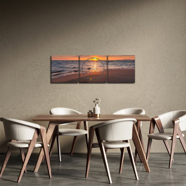 Obraz srdce v písku (s hodinami) (90x30 cm)
