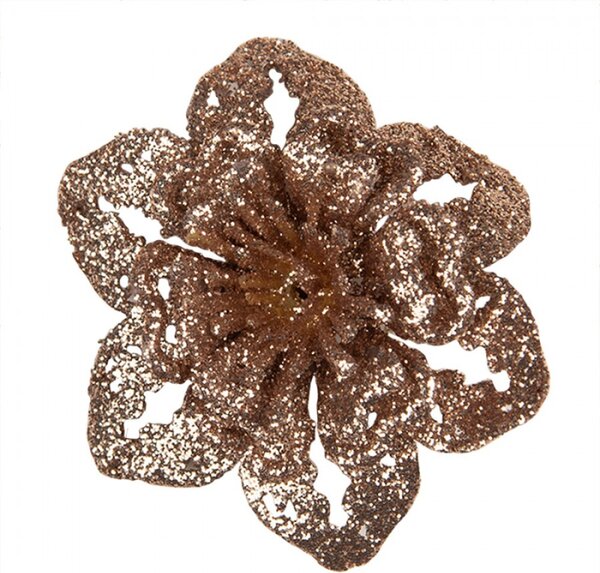 Umělá květina / dekorace magnolie bronzová – 6x2 cm