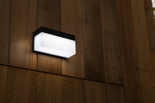 Lutec 6941502330 LED solární venkovní nástěnné svítidlo Fran se senzorem 1x9,7W | 800lm | 2700-6500K | IP44 - černá