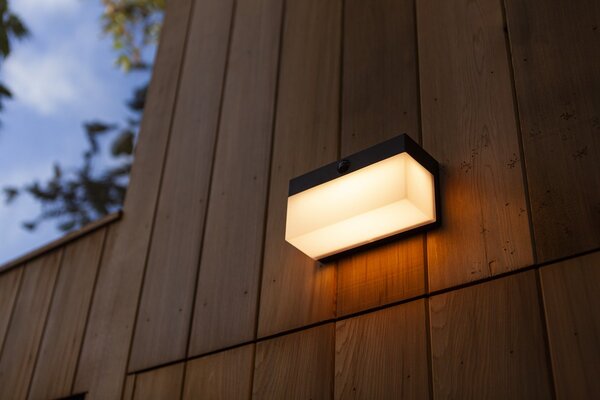 Lutec 6941502330 LED solární venkovní nástěnné svítidlo Fran se senzorem 1x9,7W | 800lm | 2700-6500K | IP44 - černá