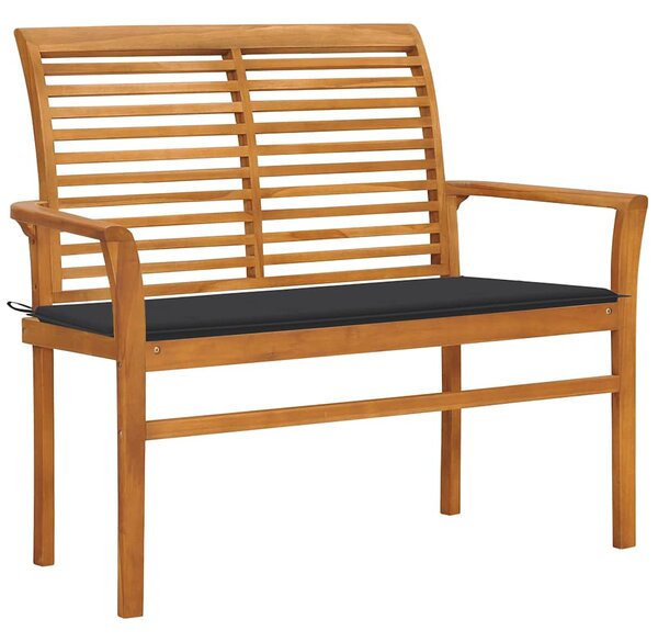 Zahradní lavice s antracitovou poduškou 112 cm masivní teak 3062649