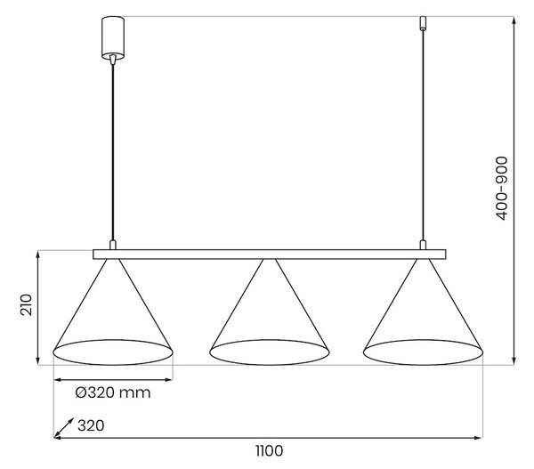 Závěsné svítidlo Capital, 3x tmavě obéžové kovové stínítko, (fi 32cm), be