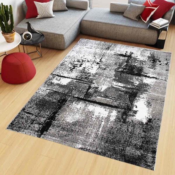 Kusový koberec Maya - abstrakt 1 - šedý/bílý Rozměr koberce: 80x150 cm