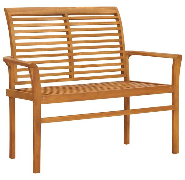 Zahradní lavice s šedou poduškou 112 cm masivní teak 3062650
