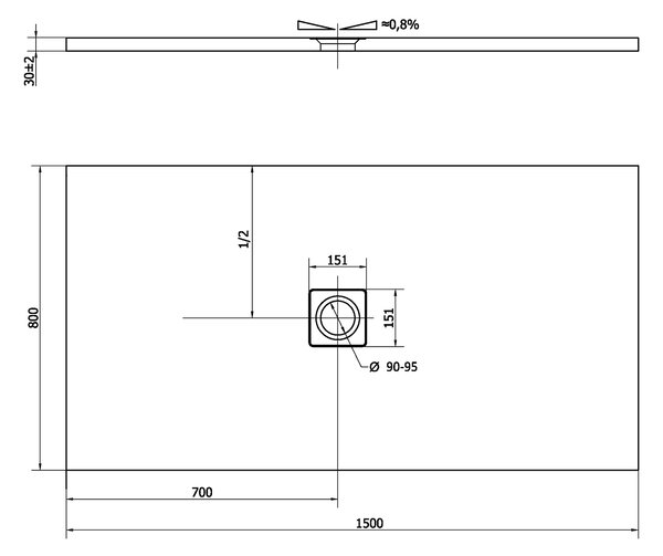 Polysan Polysan, FLEXIA sprchová vanička z litého mramoru s možností úpravy rozměru 150x80cm, antracit mat, 72901.51