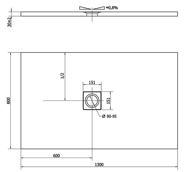 Polysan Polysan, FLEXIA sprchová vanička z litého mramoru s možností úpravy rozměru 130x80x3cm, 72899