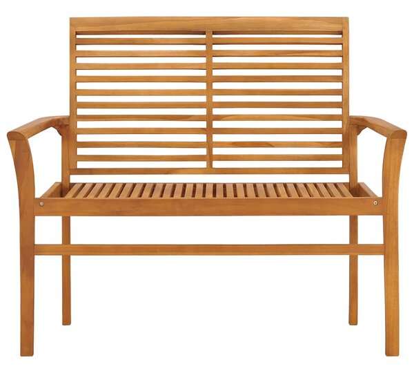 Zahradní lavice s šedou poduškou 112 cm masivní teak 3062650