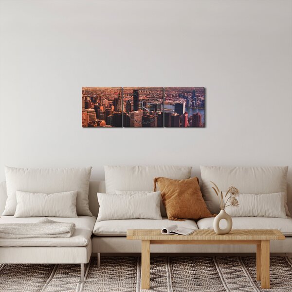 Obraz - Pohled na metropoli (s hodinami) (90x30 cm)