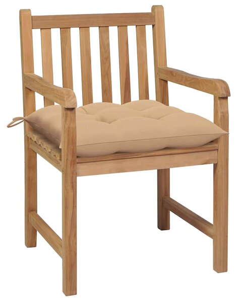 Zahradní židle 2 ks béžové podušky masivní teak 3062748