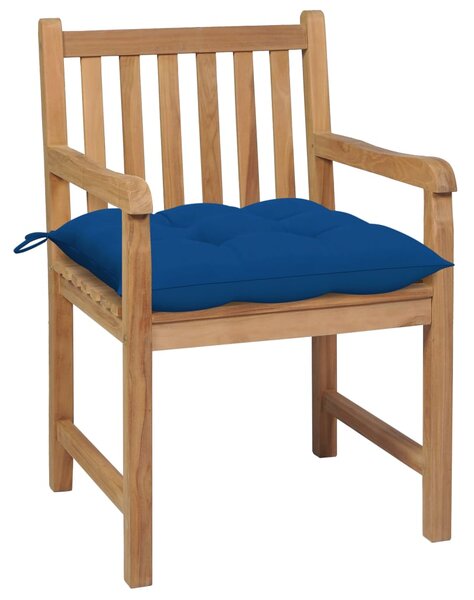 Zahradní židle 2 ks modré podušky masivní teak 3062755