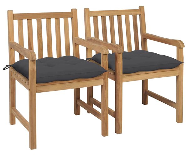 Zahradní židle 2 ks antracitové podušky masivní teak 3062745