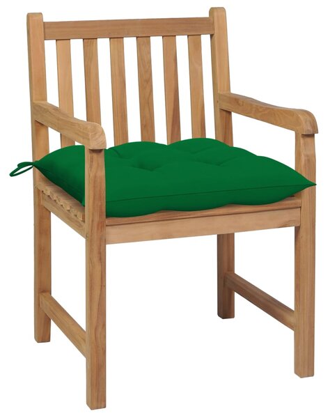 Zahradní židle 2 ks zelené podušky masivní teak 3062750