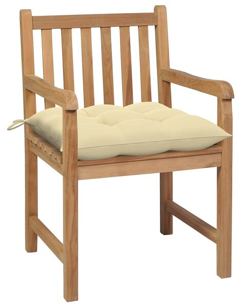 Zahradní židle 2 ks krémově bílé podušky masivní teak 3062747