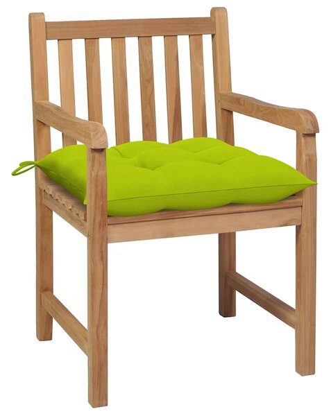 Zahradní židle 2 ks jasně zelené podušky masivní teak 3062756