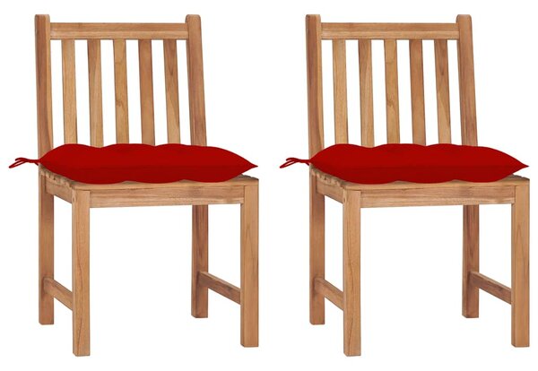 Zahradní židle 2 ks s poduškami masivní teak 3062937