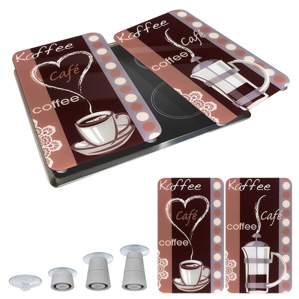 Sada 2 skleněných krytů na sporák Maximex Coffee, 52 x 30 cm