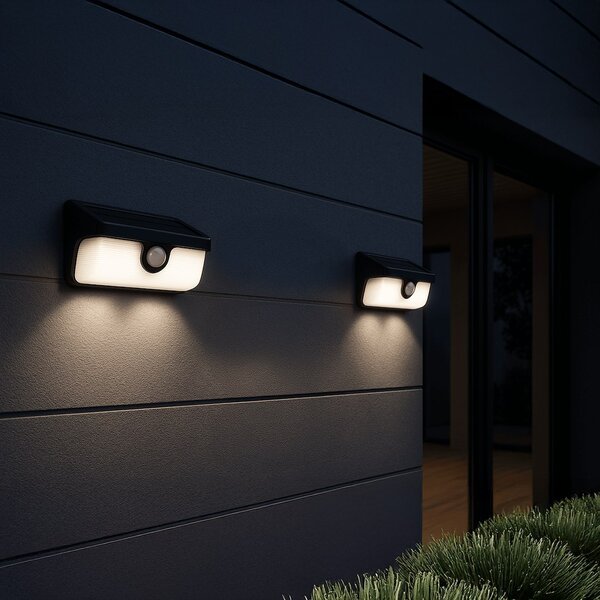 Exteriérové ​​solární nástěnné LED svítidlo Link, 1x LED 5w, černá, pohybový senzor
