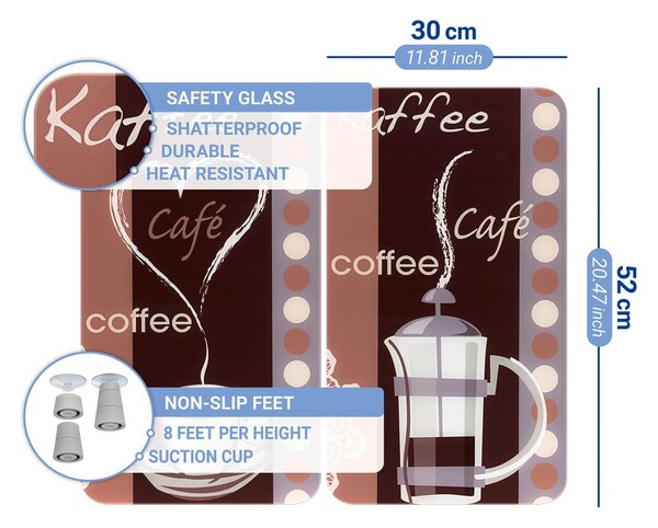 Sada 2 skleněných krytů na sporák Maximex Coffee, 52 x 30 cm